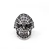 Spider Webs Unique Design Devil Black Skull Enamel Ring with Silver Stainless Steel Finger Jewelry