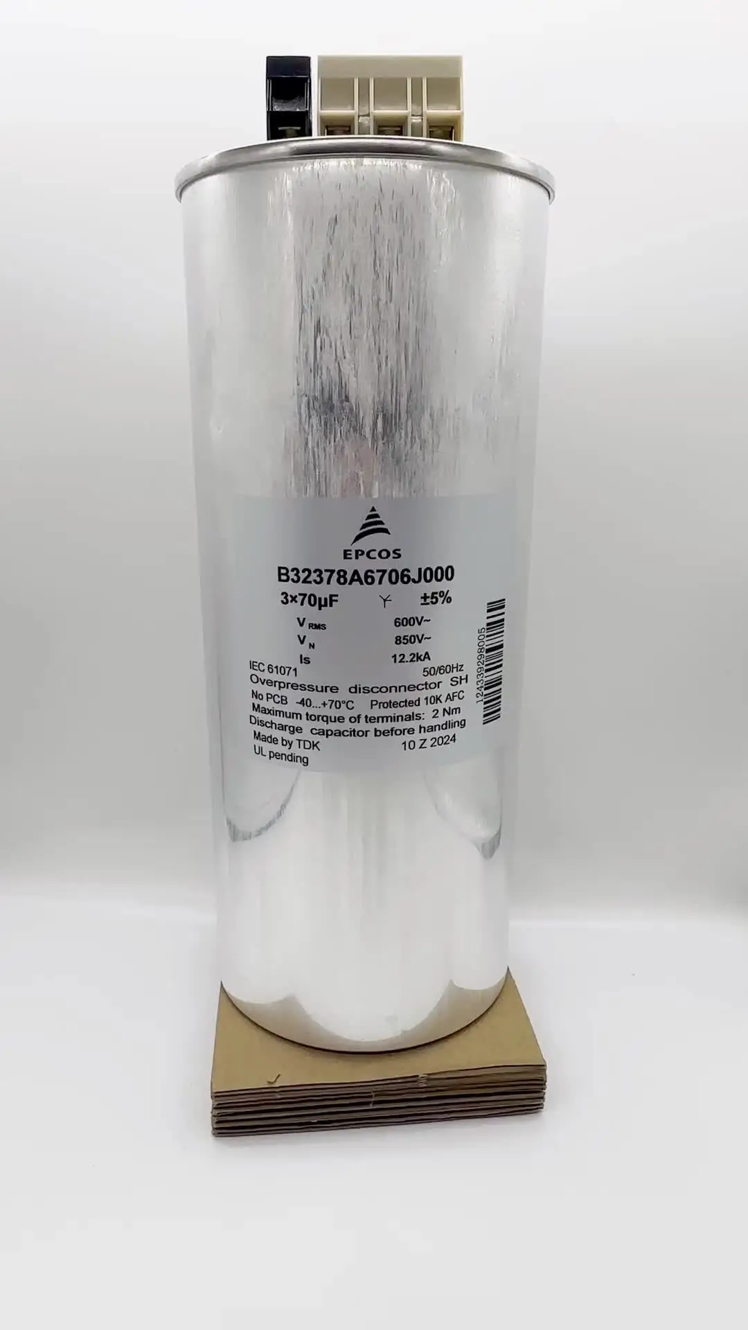 EPCOS B32378A6706J000 Three-Phase Capacitor - 3x70uf 600V