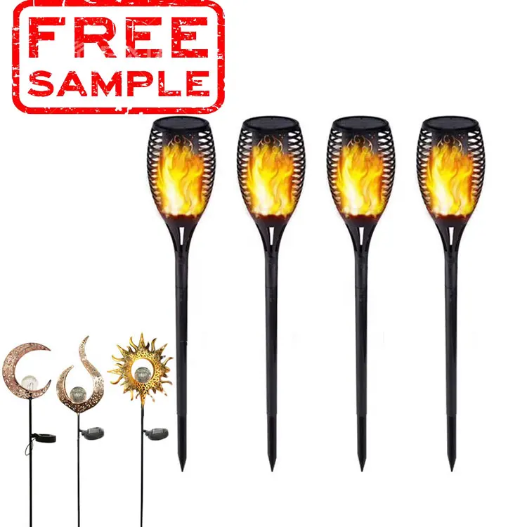 Free sample waterproof decorative led small size dancing fire effort solar powered Stake Lights outdoor torch flame light garden