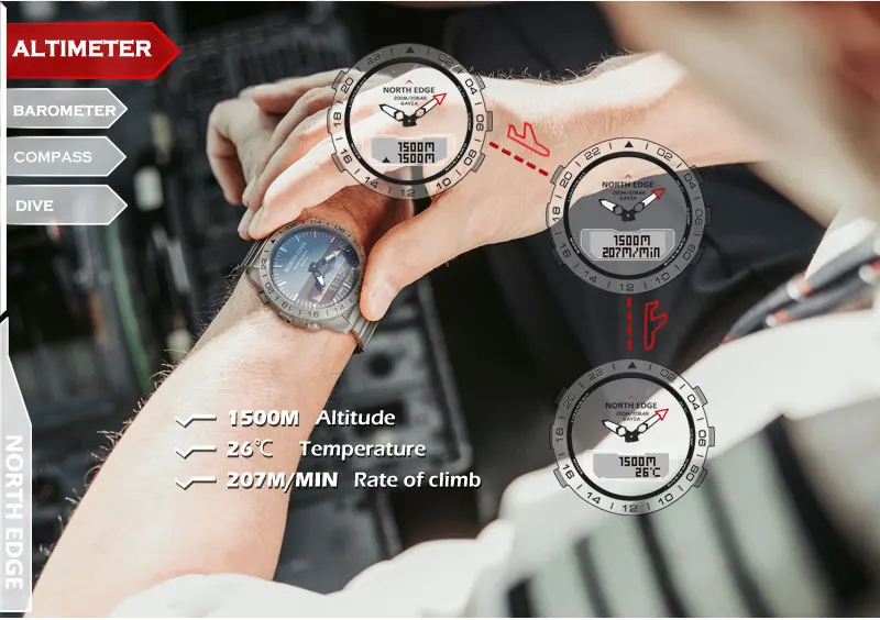North Edge Gavia 2 Men Dive Sports Digital Watch Mens Watches Army ...