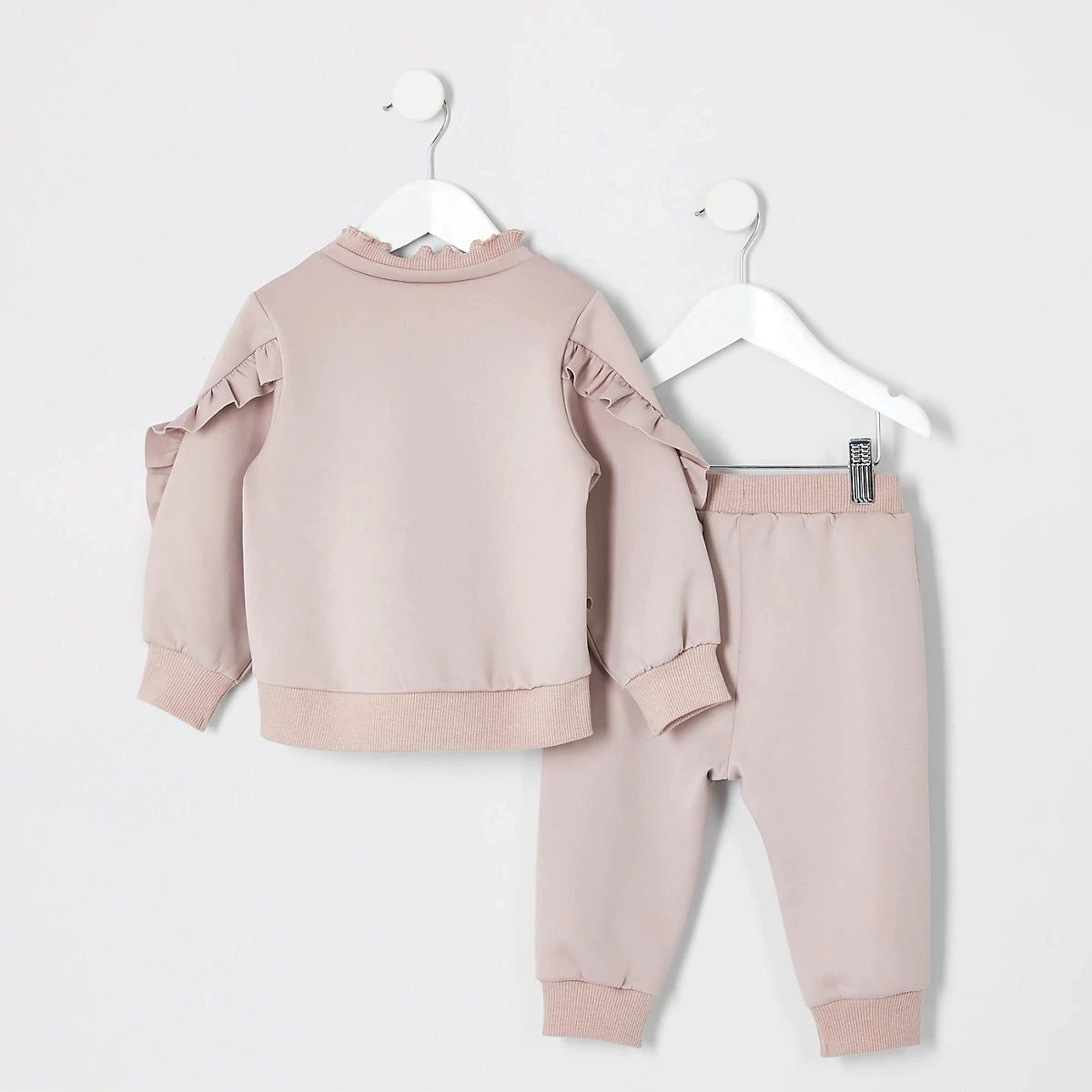 Custom Baby Girls Cute Sweet Pink Frill Jumper Outfit Kids Clothing Set