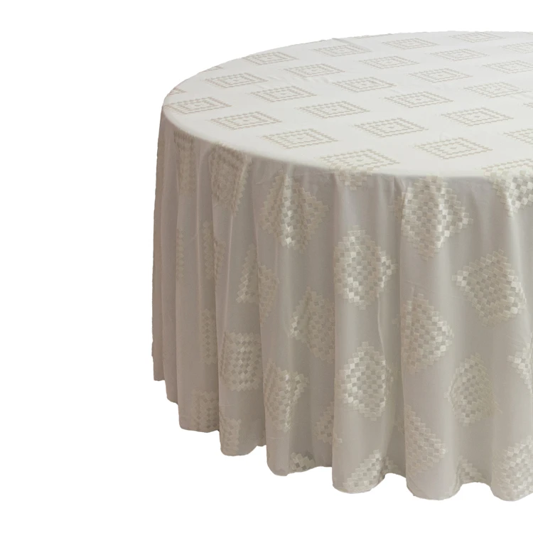 Wholesale Customized Home Decor Lattice Jacquard velvet Fabric Round Table cloth for Wedding Party Decoration Tablecloth
