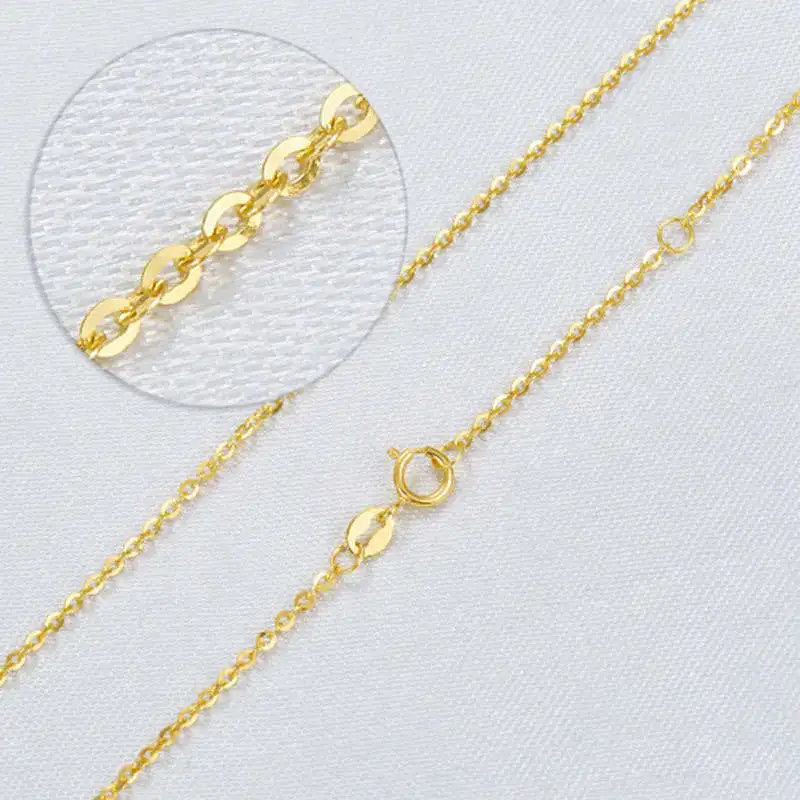 9k 10k 14k 18k Real Gold Cable Chains Necklace Chaine Pour Femme Gold