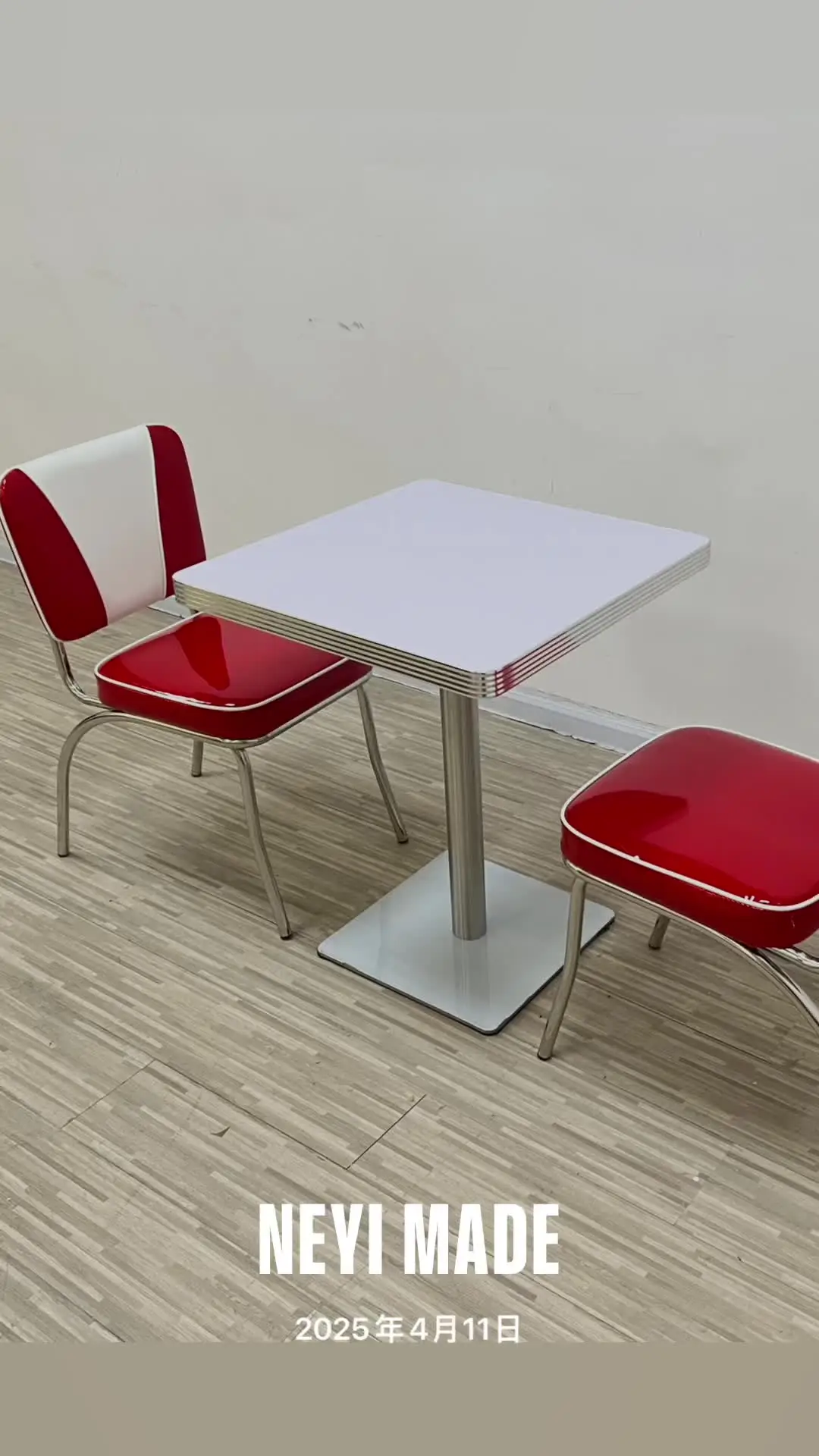 ミッドセンチュリー レトロ ダイナーブース＆テーブルセット V字型