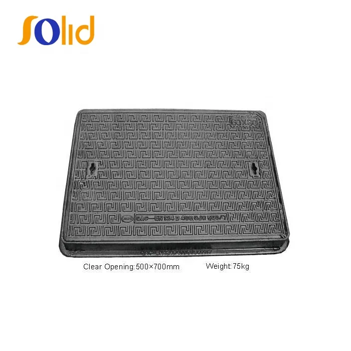 EN 124 Ductile Iron Sand Casting Bitumen Clear Opening Square Rectangular Septic Tank Manhole Cover with Frames