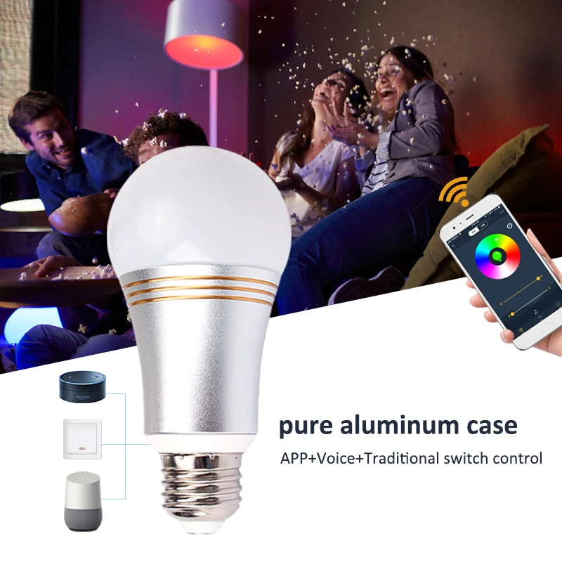 E27 E26 110V Smart Wi-Fi LED Remote Control Wireless RGB Bulb Light