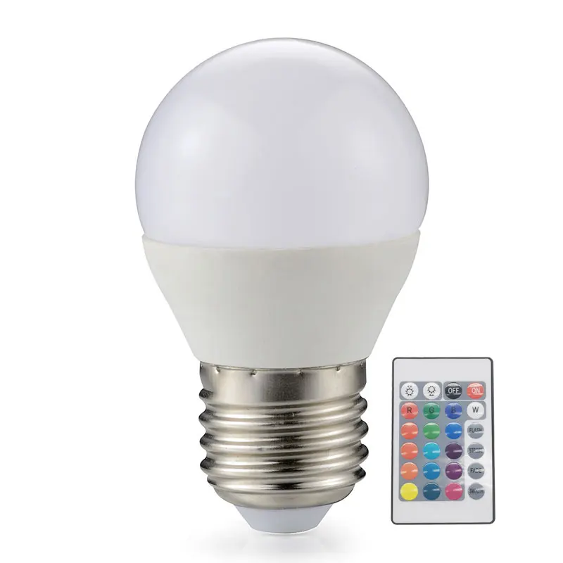 Wholesale Color Changing Led Rgb Light Bulb C37 G45 Multi Color Dimmable E14 E27 With Remote Control