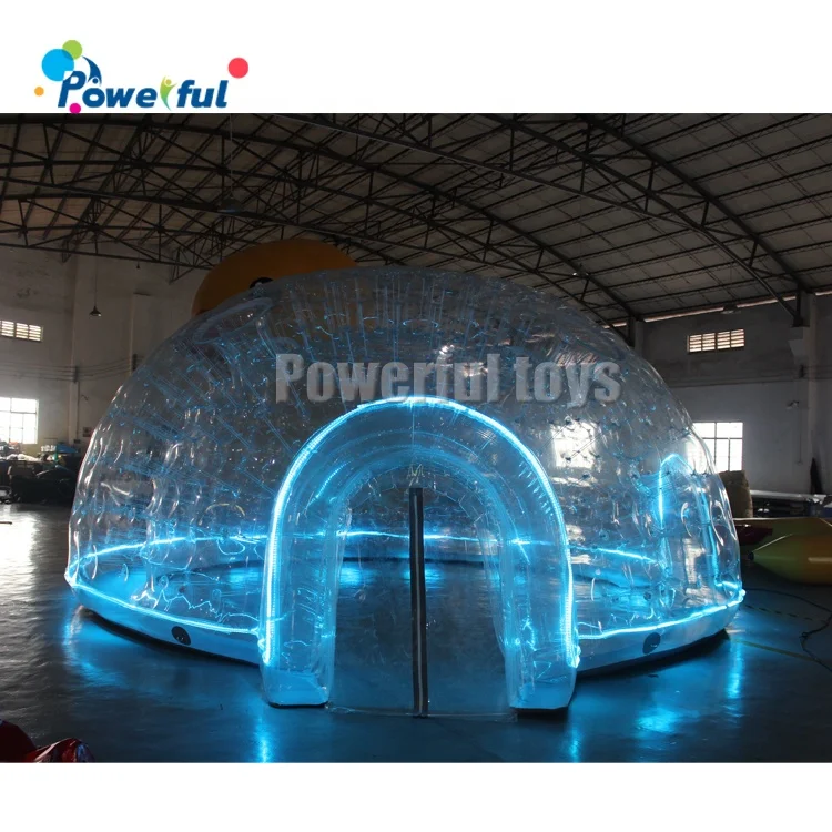 Double Layer Clear PVC Inflatable Dome Tent Camping Tent with LED LIghting