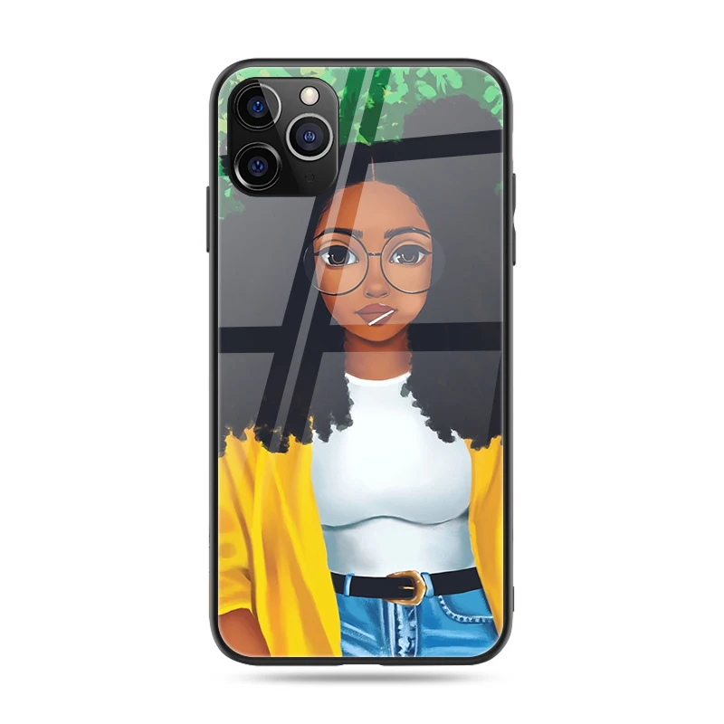 Fashion Black Girl Magic Uv Printed Plastic Tpu Glossy Glass Phone Case