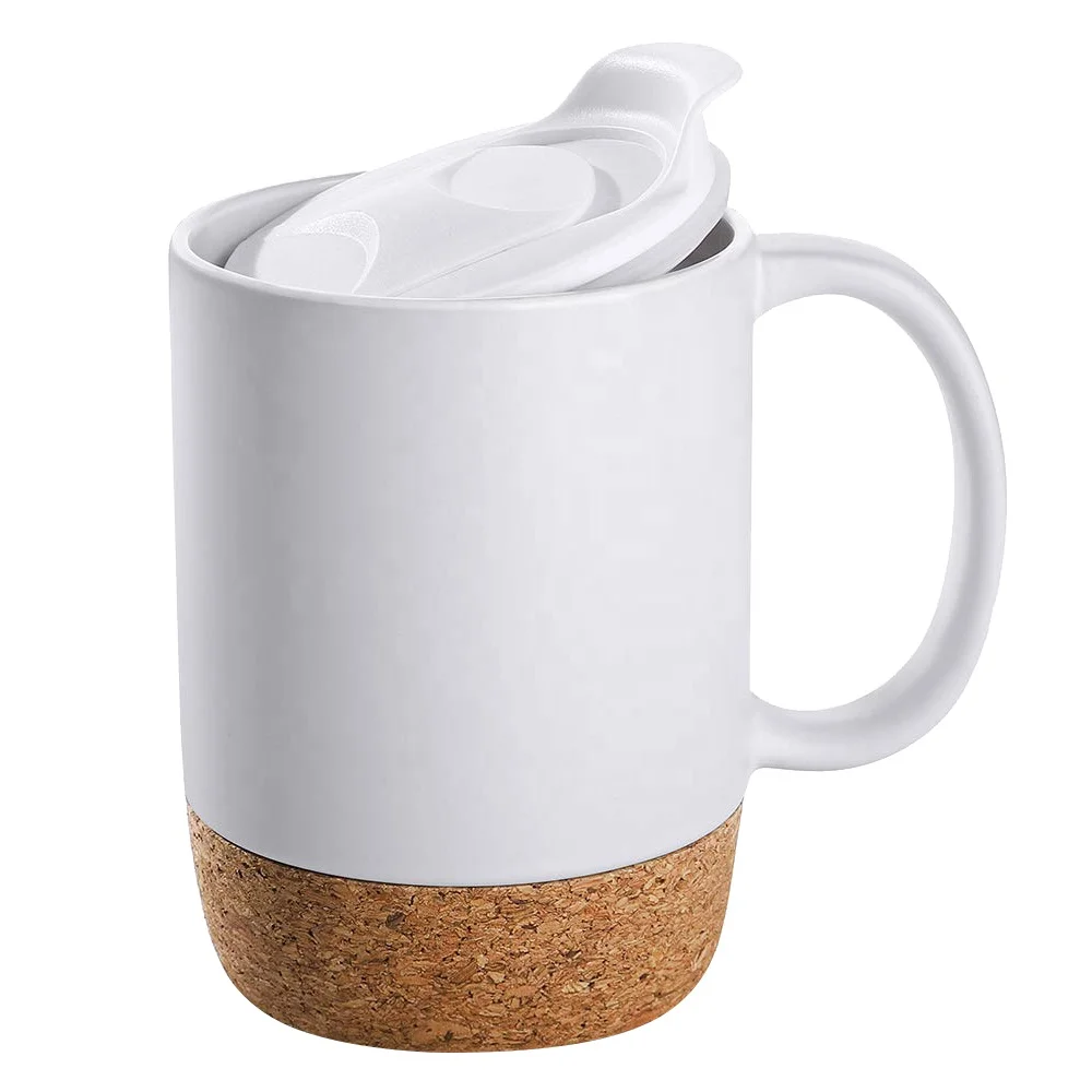 Big Capacity Nonslip Cork Bottom Ceramic Coffee Mug With Pp Lid Buy