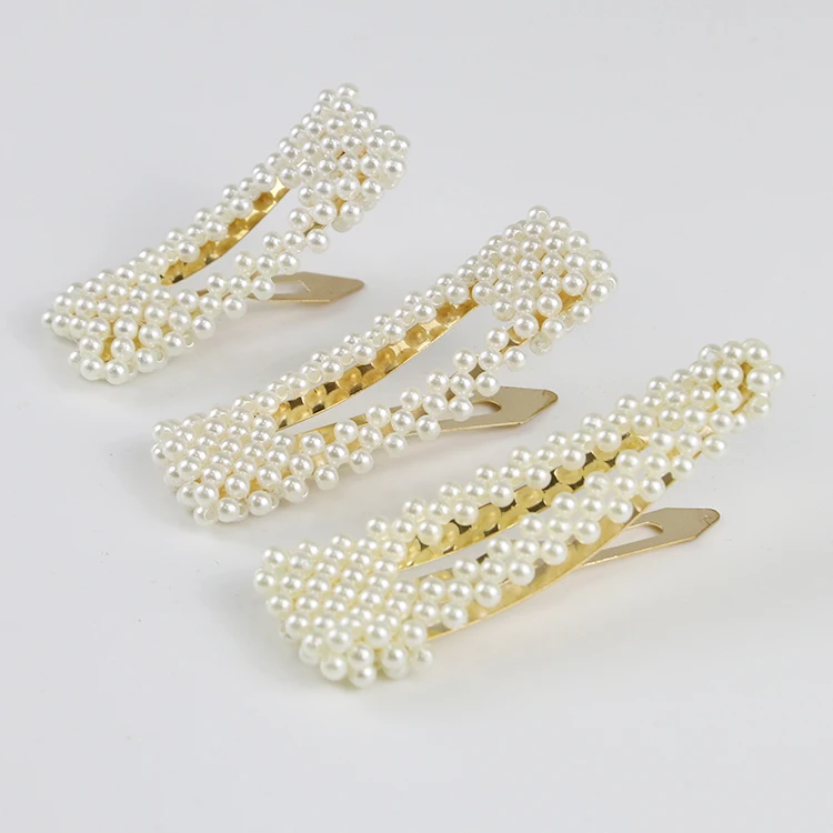 Duck bill hair clips,accessories pearl hairpin for hair, custom fashion pearl gold metal hair clips for girls accessories