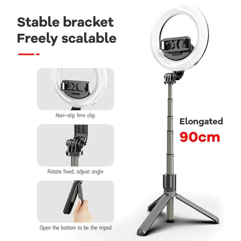 4 in 1 selfie ring light wireless Bluetooth selfie stick mini tripod Handheld Extendable selfie stick With LED Ring light L07