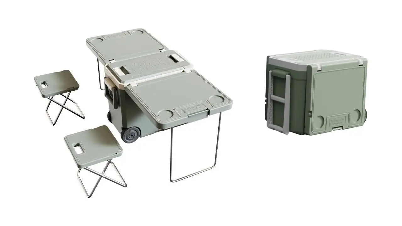 PU Foam Insulation Rolling Folding Outdoor Cooler Side Table With