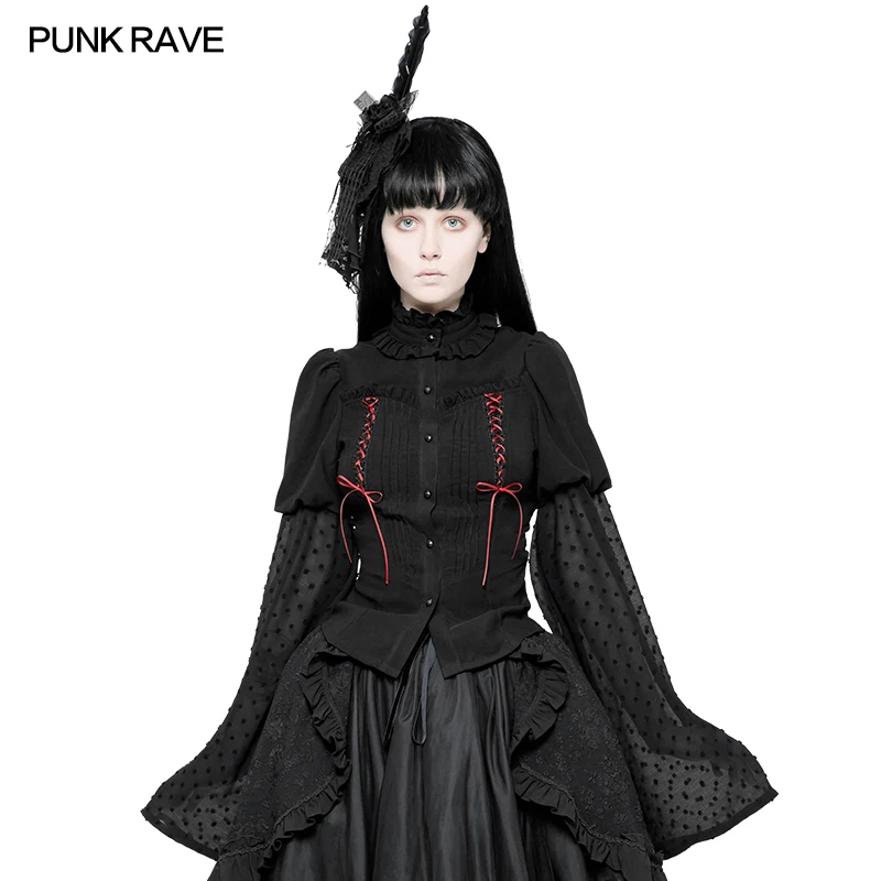 
WLY-075 PUNK RAVE Lolita Trumpet Sleeve Shirt sexy cosplay costumes for woman 