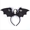 Newest halloween party decoration black bat headband LED flash light skull children's headwear