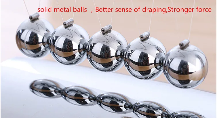 juguetes de enseñanza 10 cm STOBOK Newtons Cuna bolas de desequilibrio educación ciencia bolas de péndulos decoración de oficina columpio de metal 