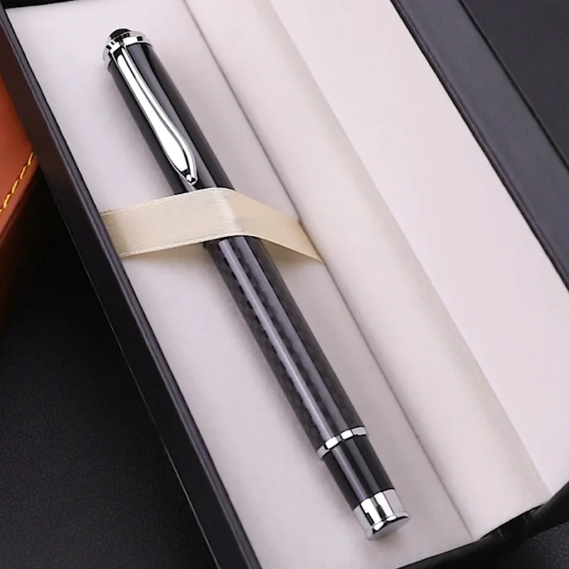 luxury logo customized metal roller ball pen carbon fiber pen