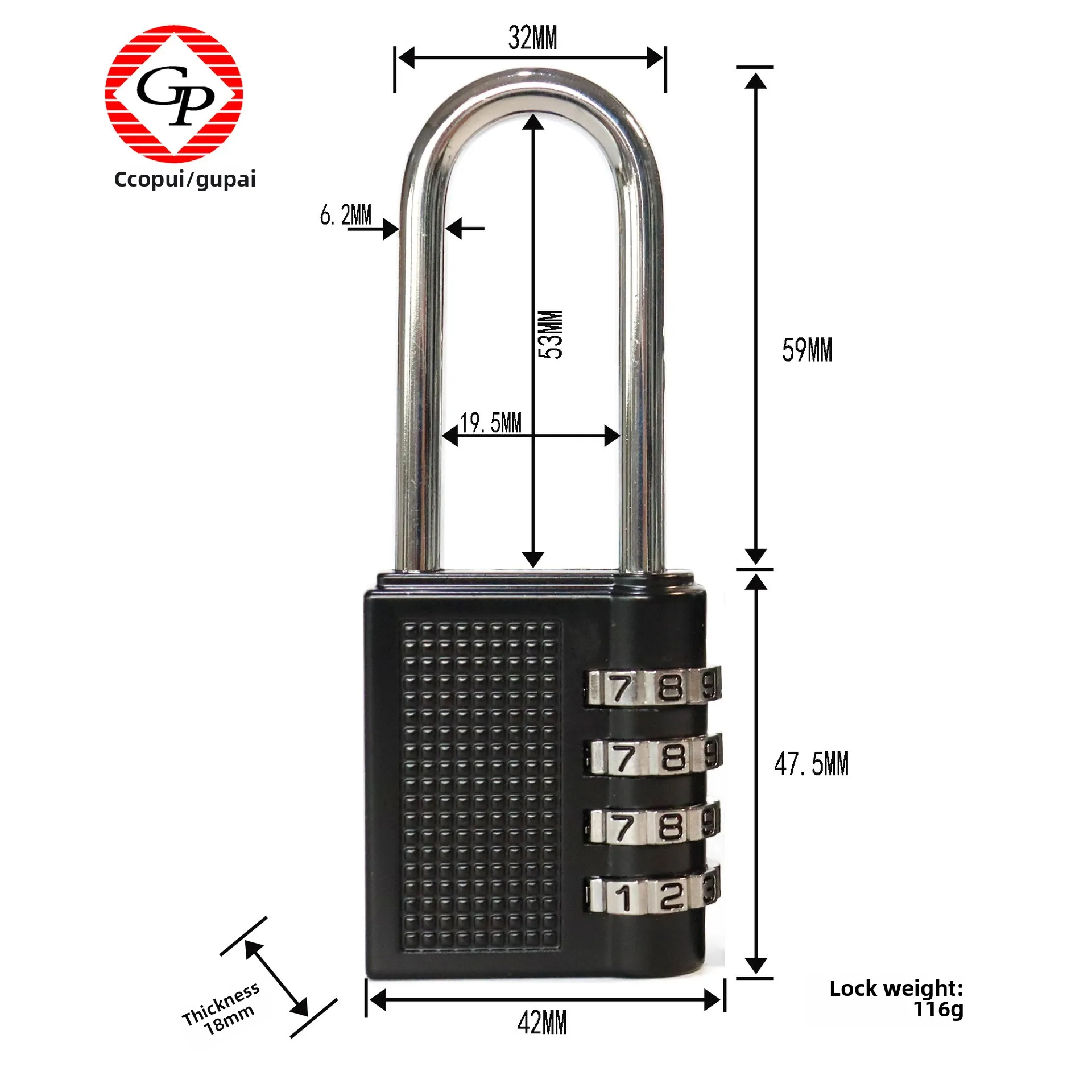 Smart Waterproof IP65 Four-Digit Combination Padlock Zinc Alloy for Wardrobe Luggage Gym Locker