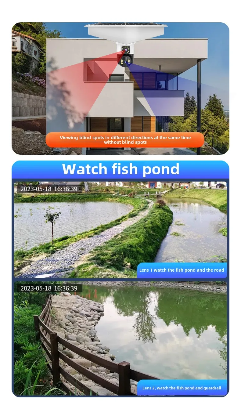 云鸟V360pro智能双镜头高清IP摄像机4G Wifi LED太阳能路灯报警推云数据批发供应商