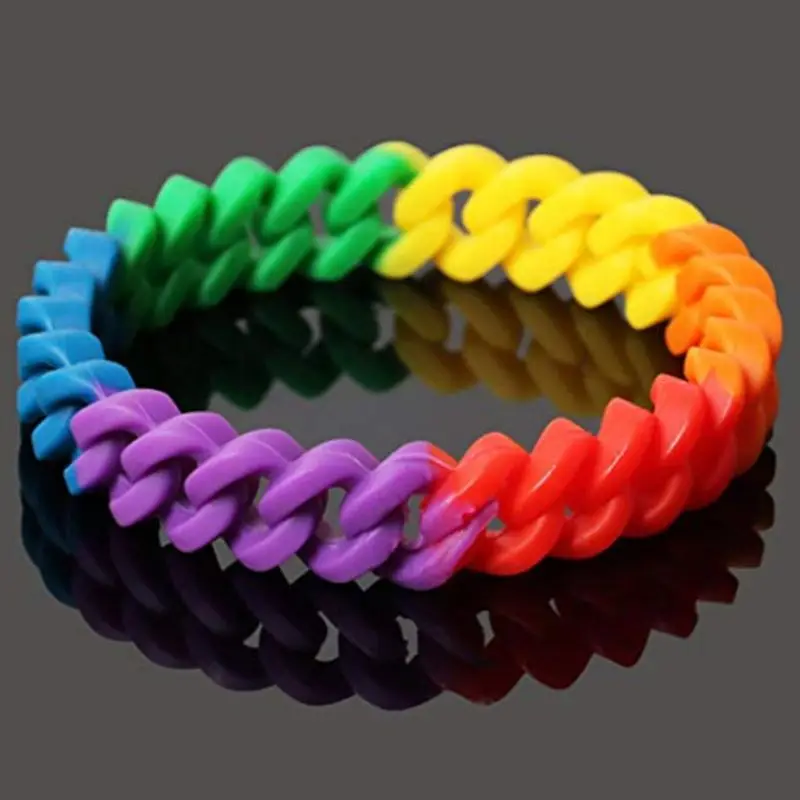 18 Types Unisex Custom Fundraising Gay Pride Rainbow Silicone Bracelets Support Lgbt Wristbands 