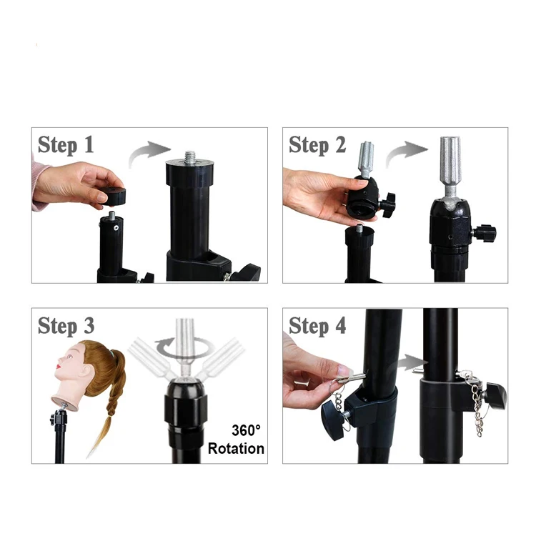 140cm High Tripod Stand for Wig Making Canvas Head Mannequin Head Styling  Practice Training Head Adjustable DIY Wig Accessories