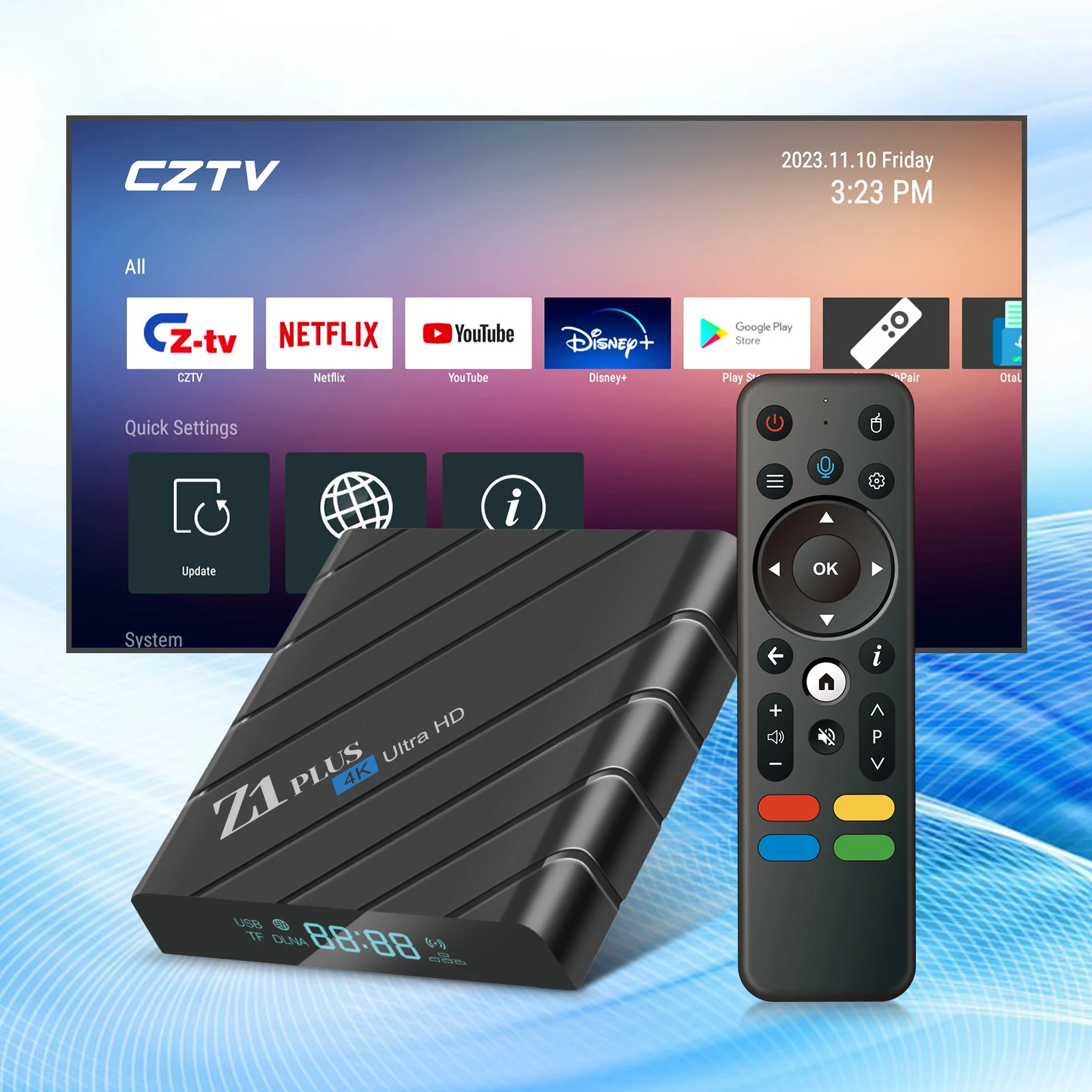 Z1 PLUS 4k TV BOX - Android 12.0 Media Player with B T Voice Remote