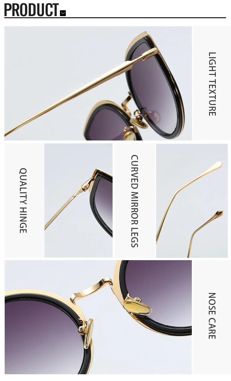 China Manufacturers Mirror Cat Eye Frame UV400 Trendy Women Sunglasses
