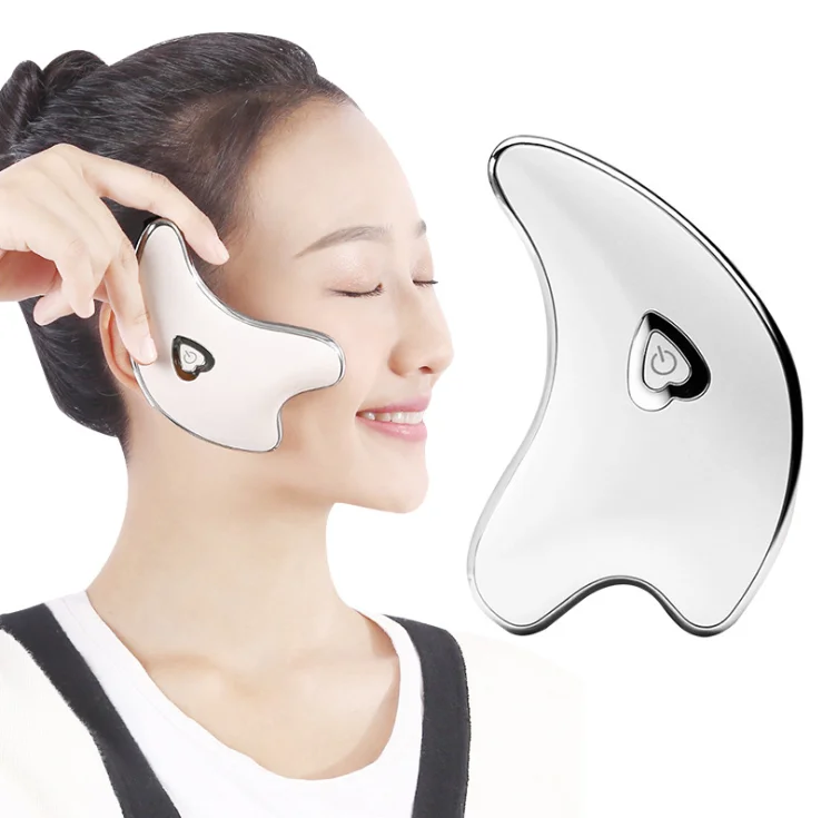 迷你电动按摩器不锈钢 gua sha 脸部按摩治疗工具 guasha 工具