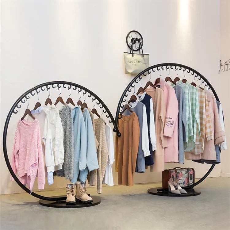 Clothing Shop Metal Round Clothes Display Rack Hanging Clothes Rack