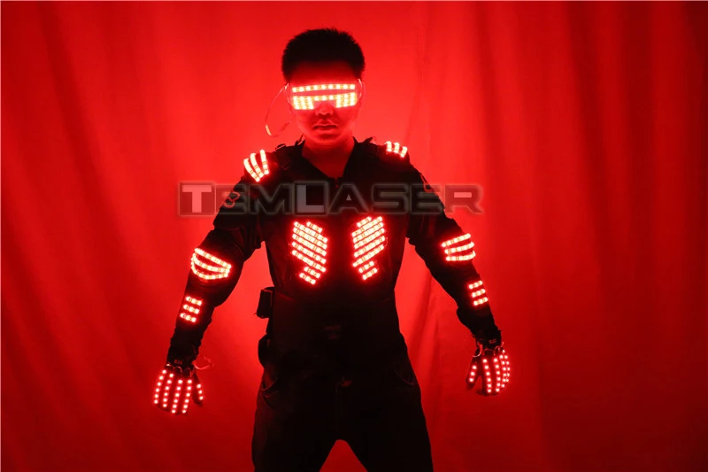 Rgb Colorful Light Armor Outfits Glowing Clothe Show Dress Bar Dj Mc Performance Robot Men Suit