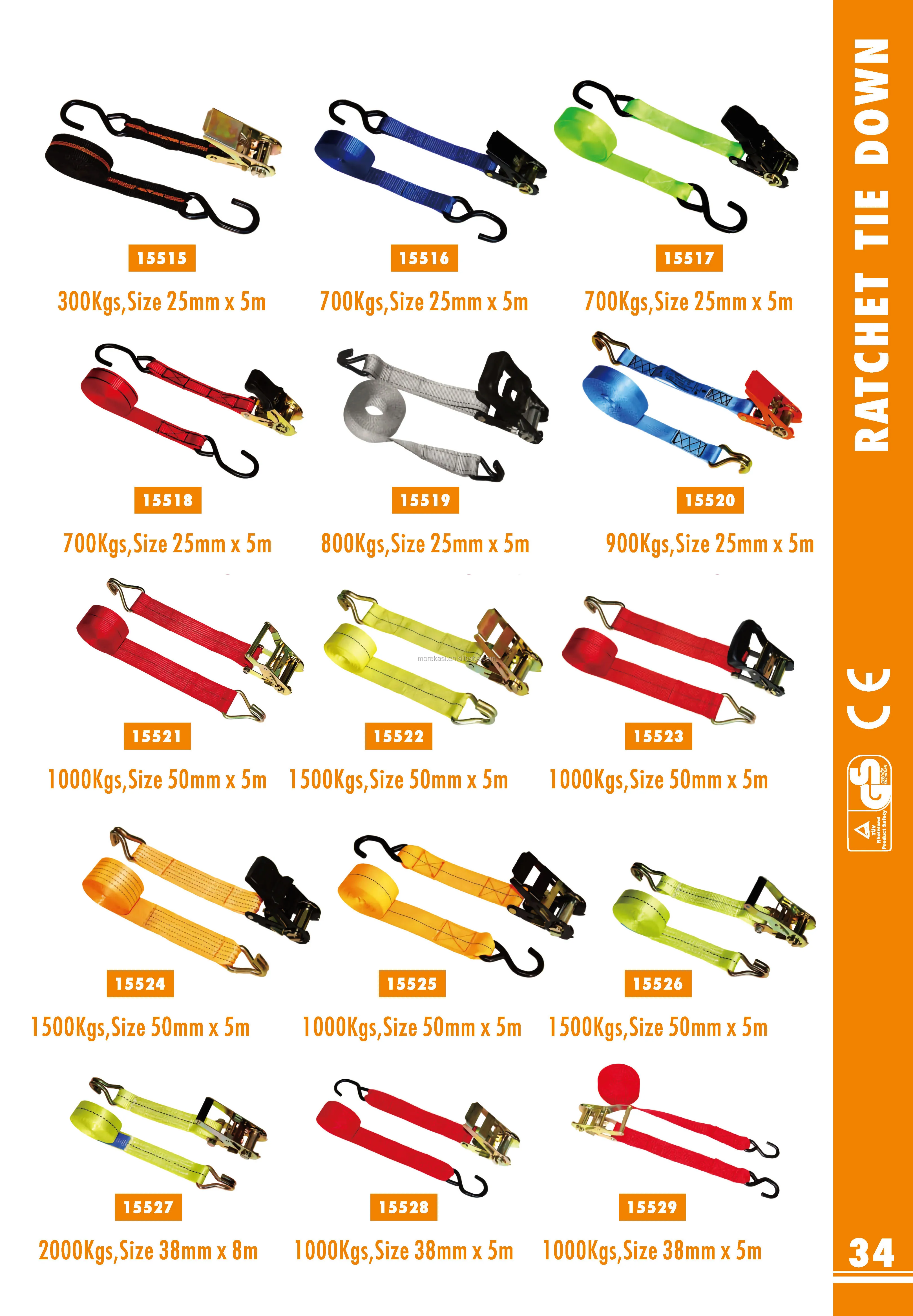 TIIKERI High Quality Truck Car Cargo Lashing Straps ratchet axle tie down straps Heavy Duty Cargo Lashing Straps