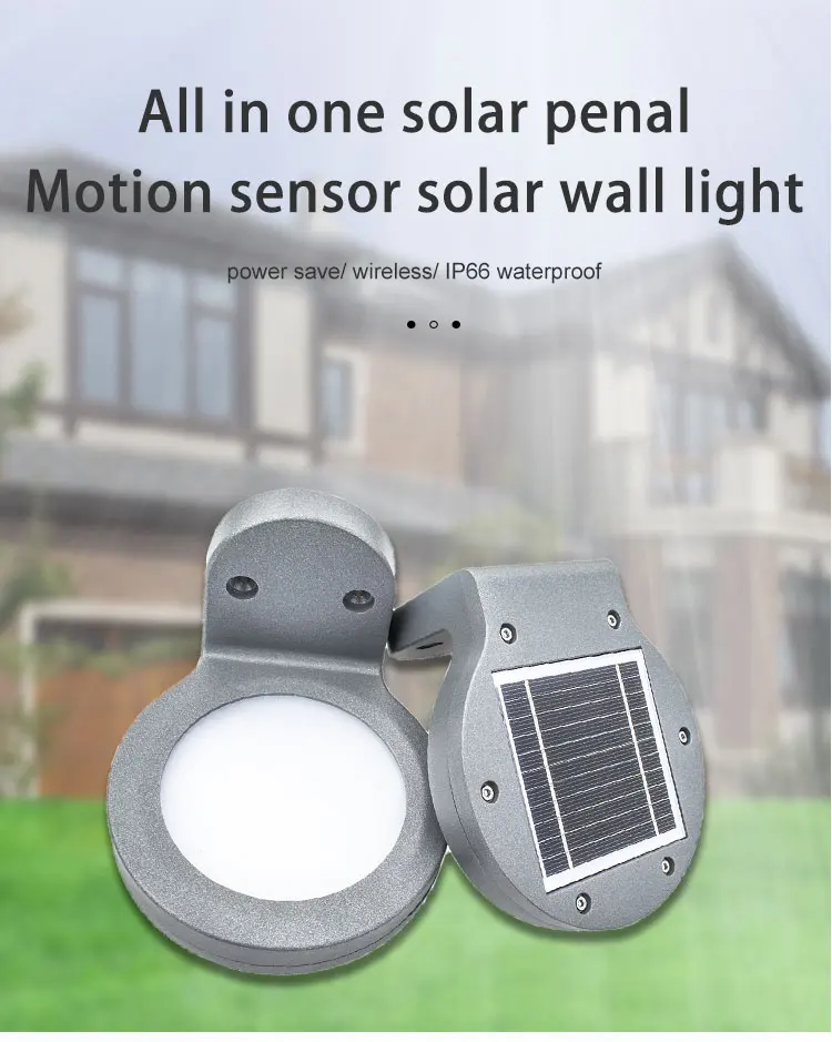 Security waterproof wireless solar powered outdoor lamp with wall mounted garden led motion sensor light