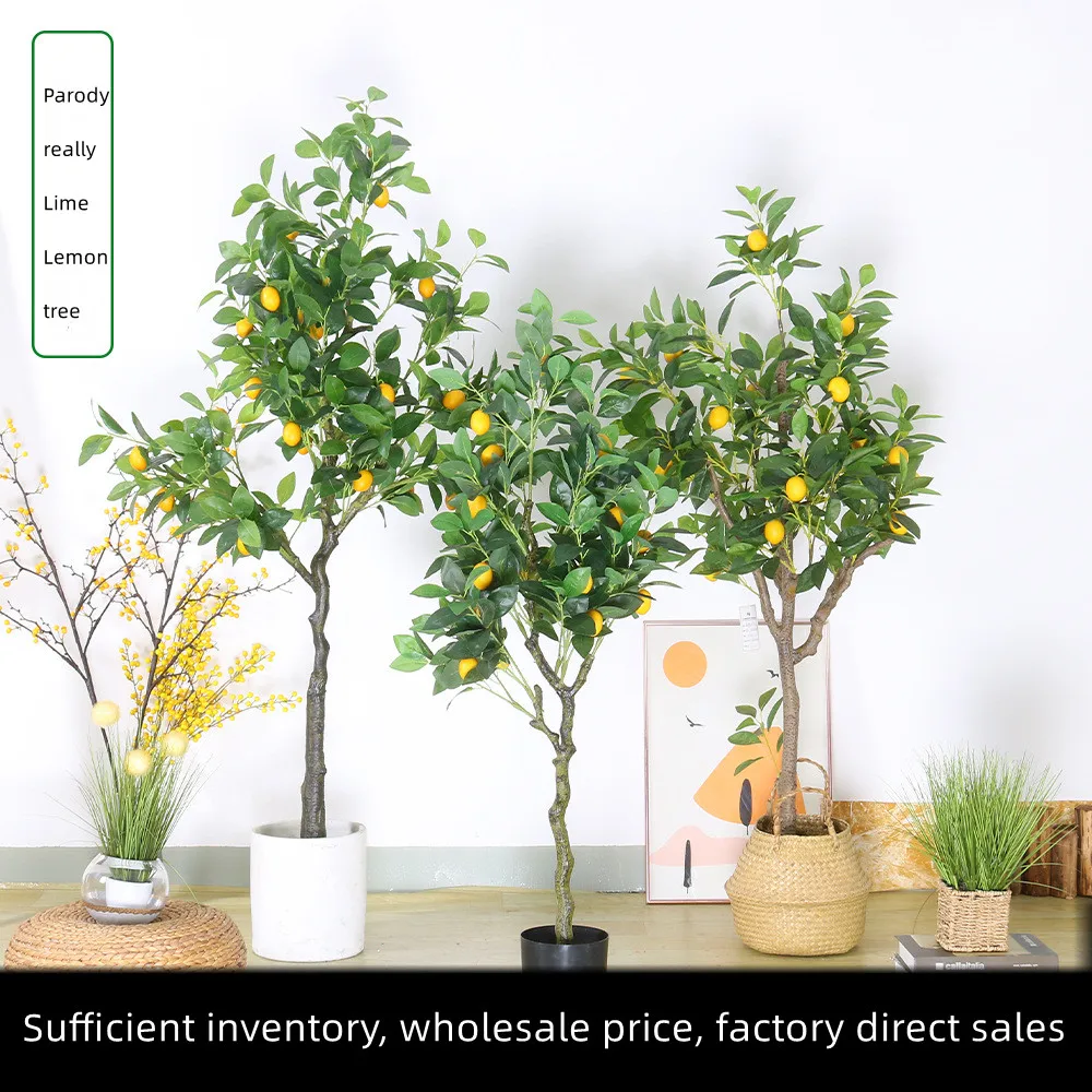 Artificial Realistic Faked Plants Lemon Tree With Pots And Lemons For