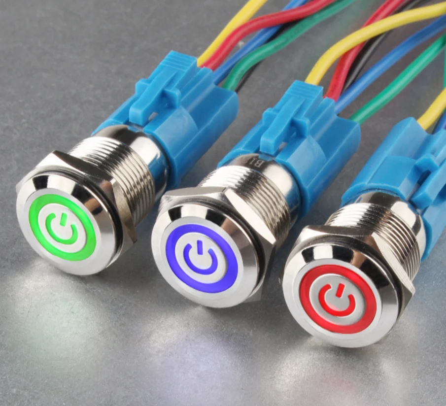 New 16mm Metal Led Indicator Push Button Switch Momentary/latching ...