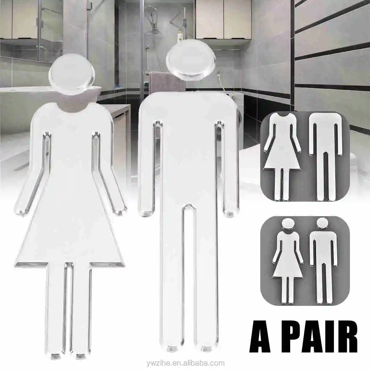 Cm Adhesive Women Mens Toilet Sign Diy Toilet Door Sticker D Mirror