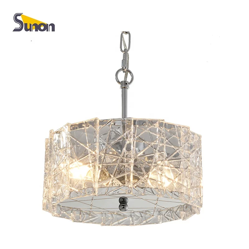 Modern Luxury E12 E14 Bulb Round 3 Lamp Fixture Ceiling Pendant Light Glass Chandelier