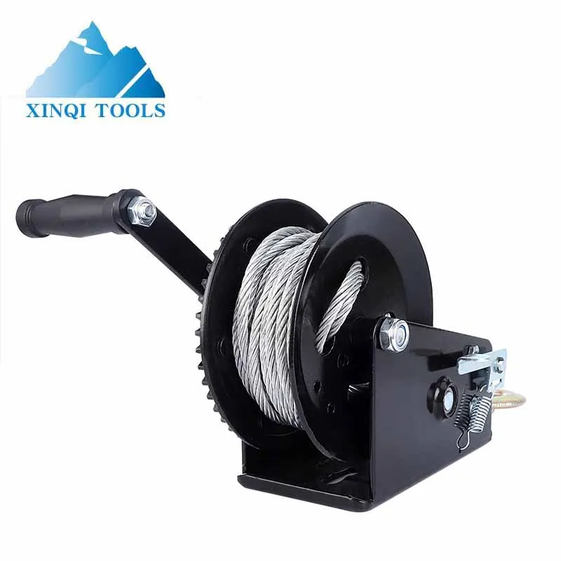 3500lbs Boat Trailer Winch With 33ft Strap - Heavy Duty Hand Winch With 2-Speed Ratchet