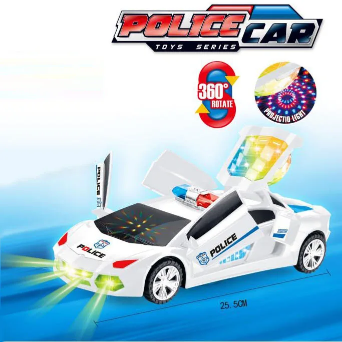 Bump and Go Electric 360 Rotate Tranforming Toy Car With Light and Sound Automatic Door Opening Creative Toy Vehicle for Kids