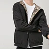 Customized Men Windbreaker Zip Front Leopard Print Lining Hooded Jacket