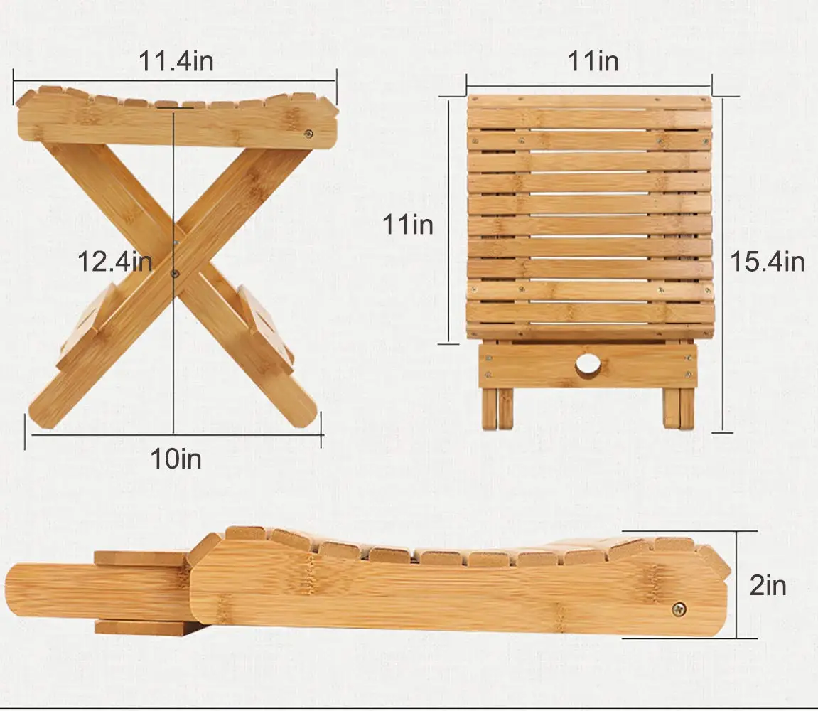 竹折叠凳子为剃须淋浴脚休息家庭便携式折叠座椅