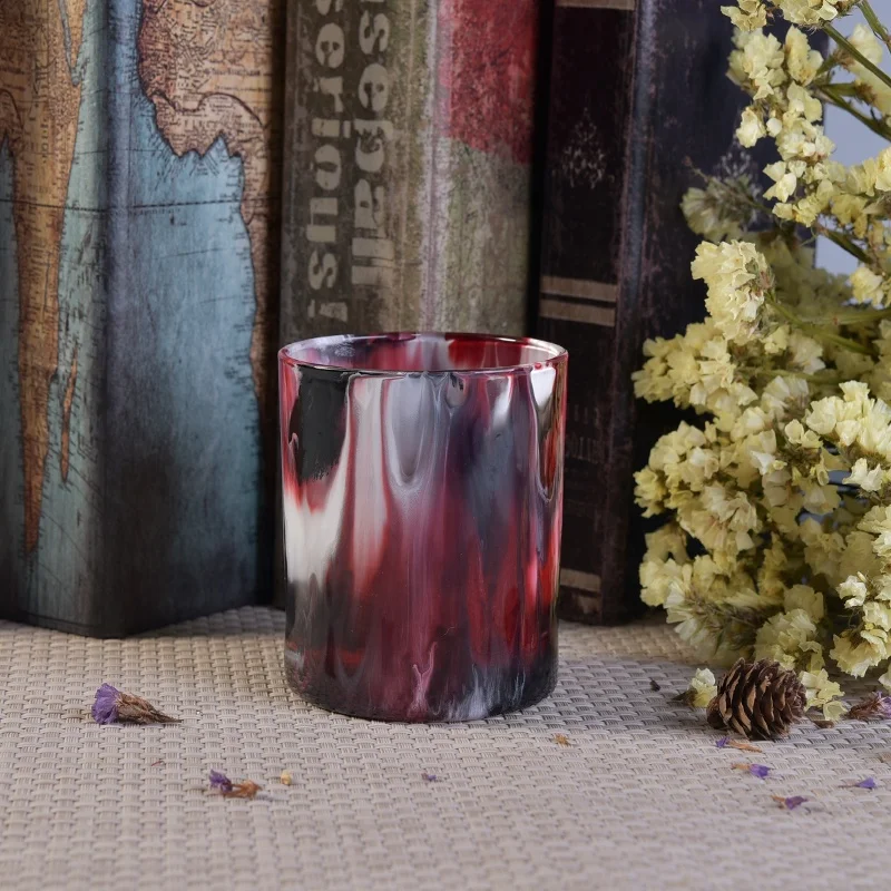 Multi Color Painting Glass Candle Jar For Home Decoration