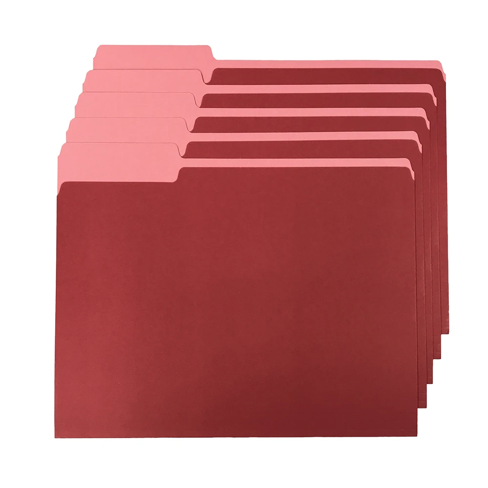 办公室定制1/3裁剪顶部a4大小类马尼拉纸卡纸文件夹红色颜色,每箱100