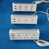 EU/UK /US power outlet oval shape high aluminum alloy white clamp on desk edge socket with adjust bracket for smart office desk