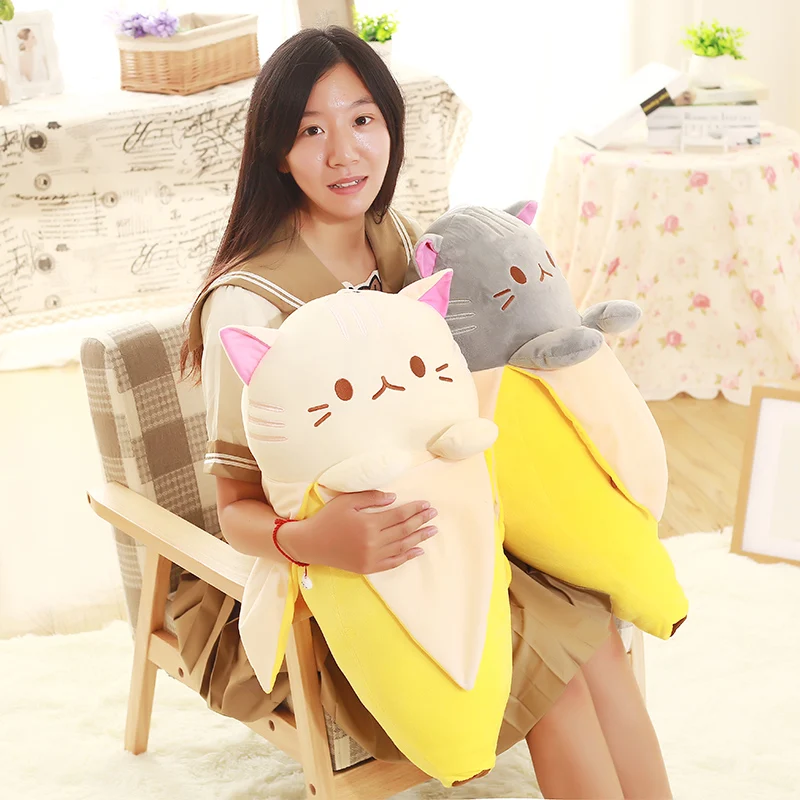 18cm Creative Cat In Banana Plush Stuffed Animals Toy Kids Baby Hugable