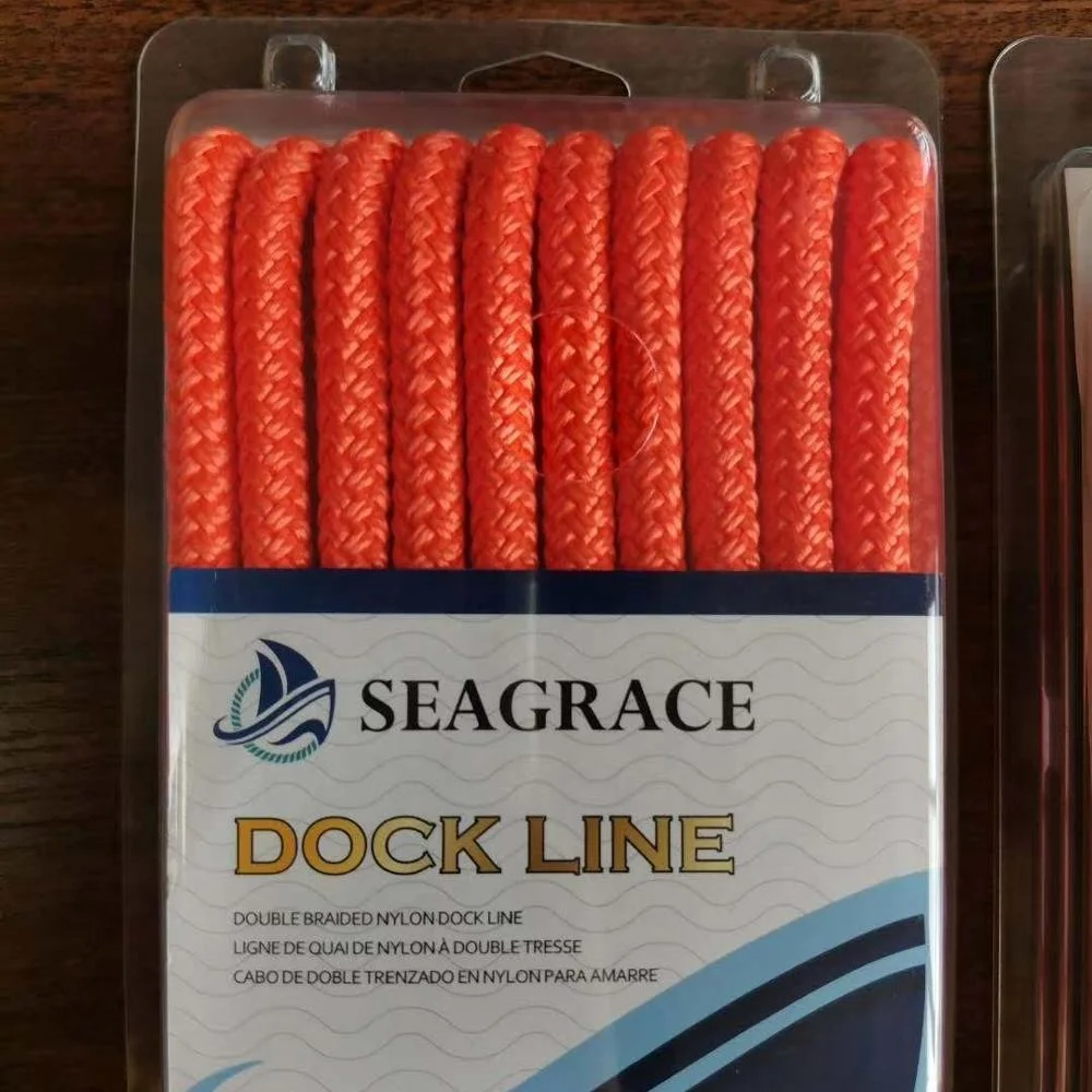 High quality customized package and size double braided nylon/ polyester mooring marine rope dock line
