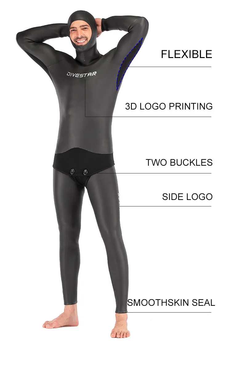 High Quality Custom Neoprene Smooth Skin Spearfishing Wetsuit,Black