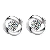 Fashion 925 sterling silver rotating diamond love earrings ear stud women's jewelry wholesale