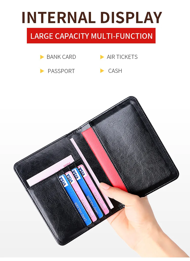 Cuir document de voyage portefeuille organisateur avec verrouillage pour passeport etc 