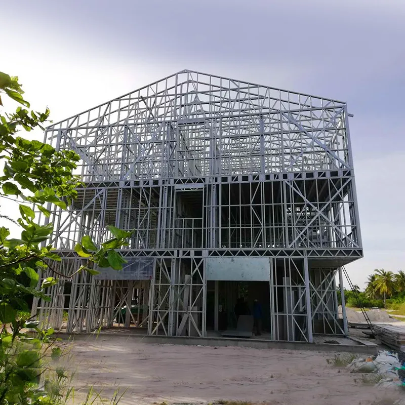 深蓝smarthouse 纯预制轻钢框架结构热浸镀锌轻钢房屋出售