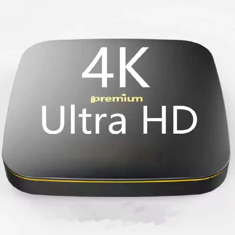 Compact Android TV box with HDMI port, remote control, and power adapter
